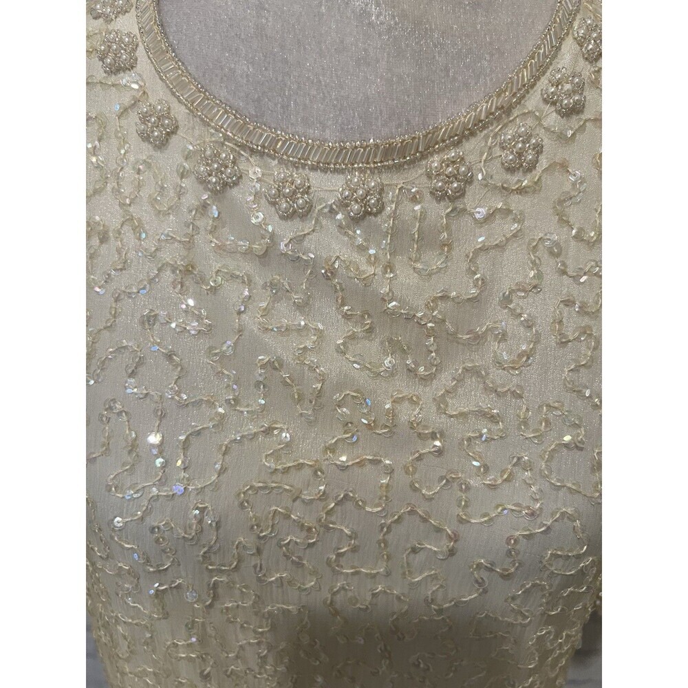Silky Nights New York Vintage Beaded Dress 80s Silk Cocktail Formal Dress Large - Picture 10 of 13